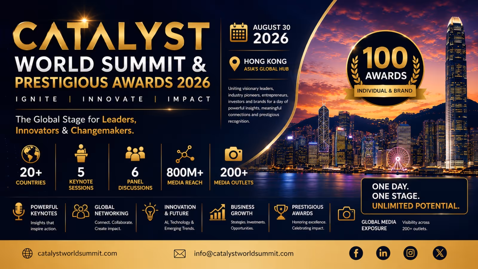 Catalyst World Summit & Prestigious Awards 2026 | Hong Kong