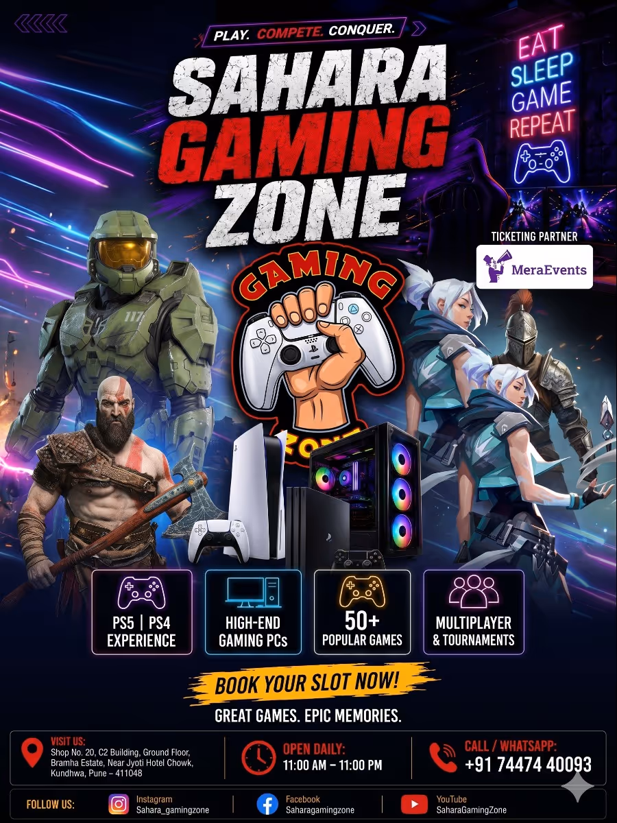 Sahara Gaming Zone | Kondhwa Pune | 240Hz & 144Hz PCs | PS5 & PS6