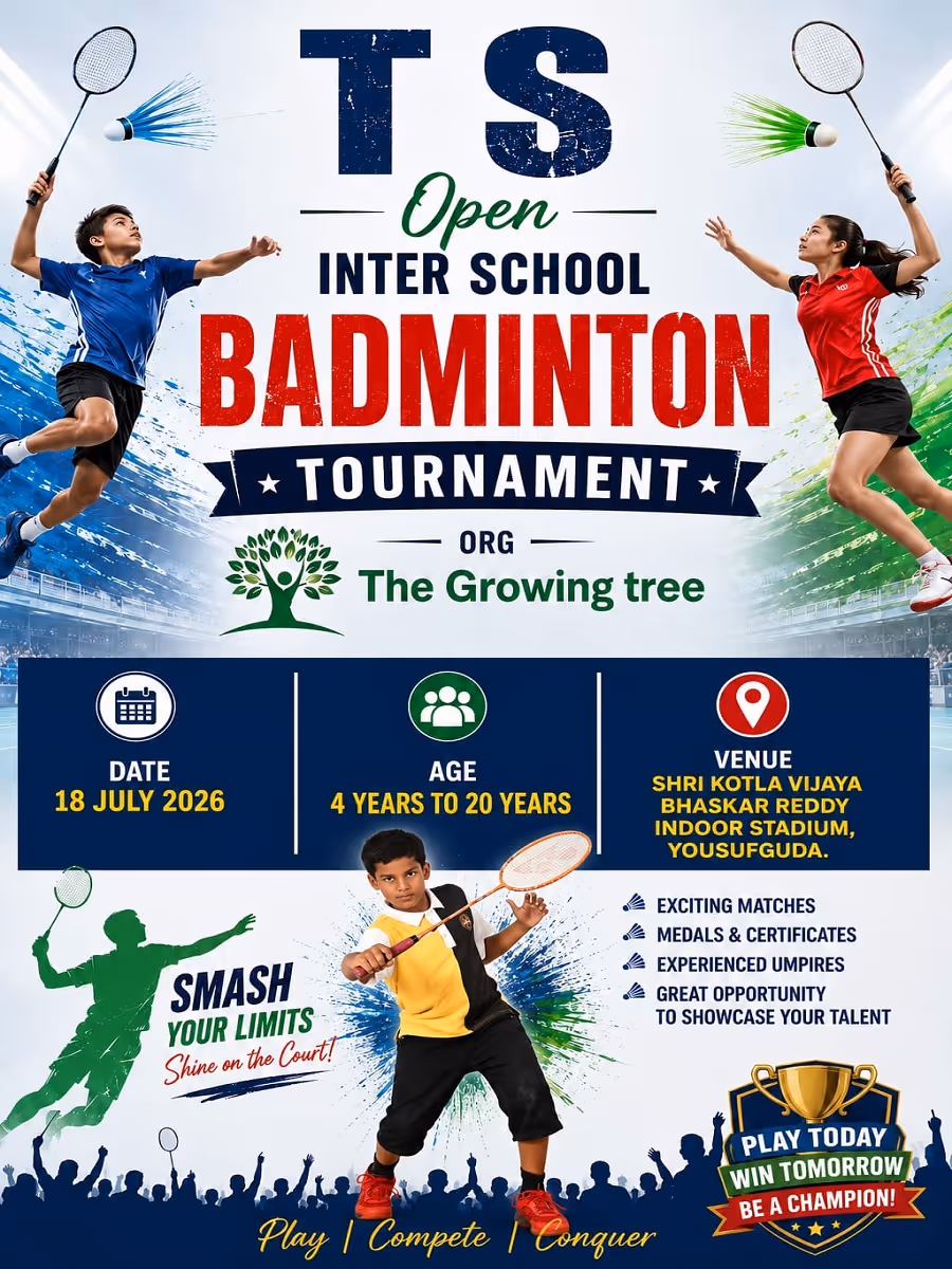 T S Open Inter School Badminton Tournament Org by The Growing Tree